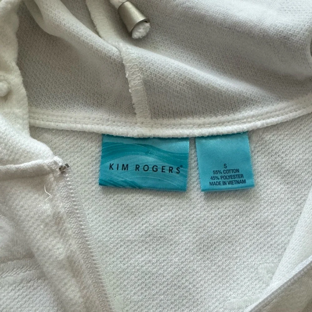 NWOT Kim Rogers White Martini Glass Hooded Swim Cover Up Vest Size Small‎